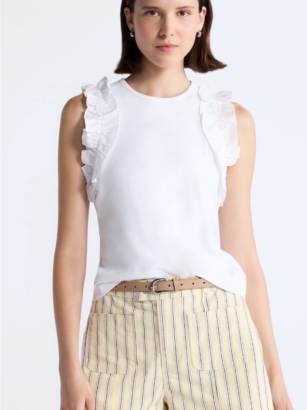 Free Assembly Women’s Ruffle Trim Mixy Tank Top